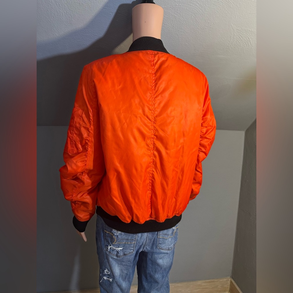 Red Fox Orange Bomber Jacket Women’s Large Zip Front GUC - Picture 8 of 8